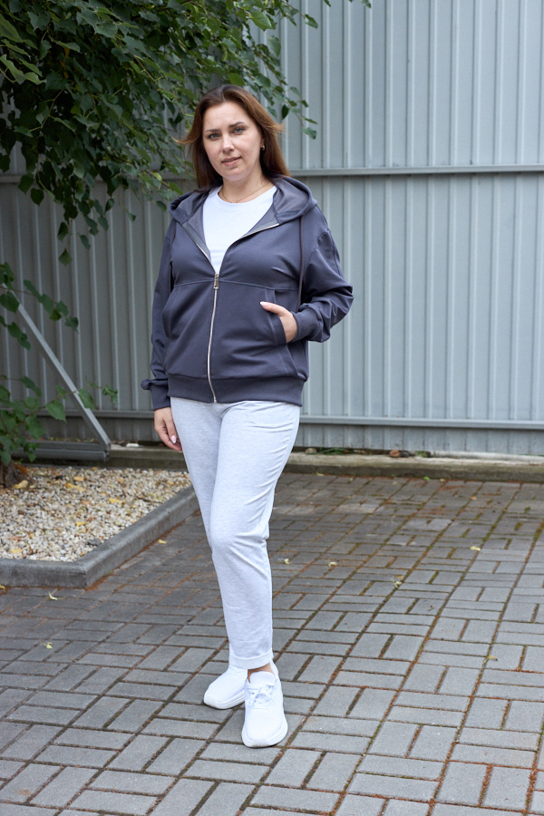 Кофта 26.3016 б Трикотаж двухнитка, колір Графіт, 48(XL), 50(ХХL), 52(3XL)