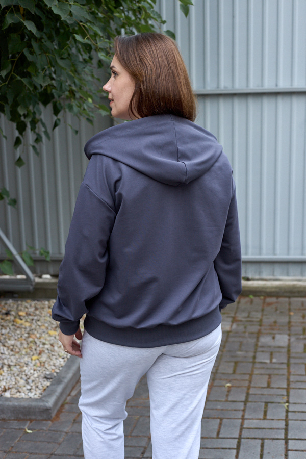 Кофта 26.3016 б Трикотаж двухнитка, колір Графіт, 48(XL), 50(ХХL), 52(3XL)