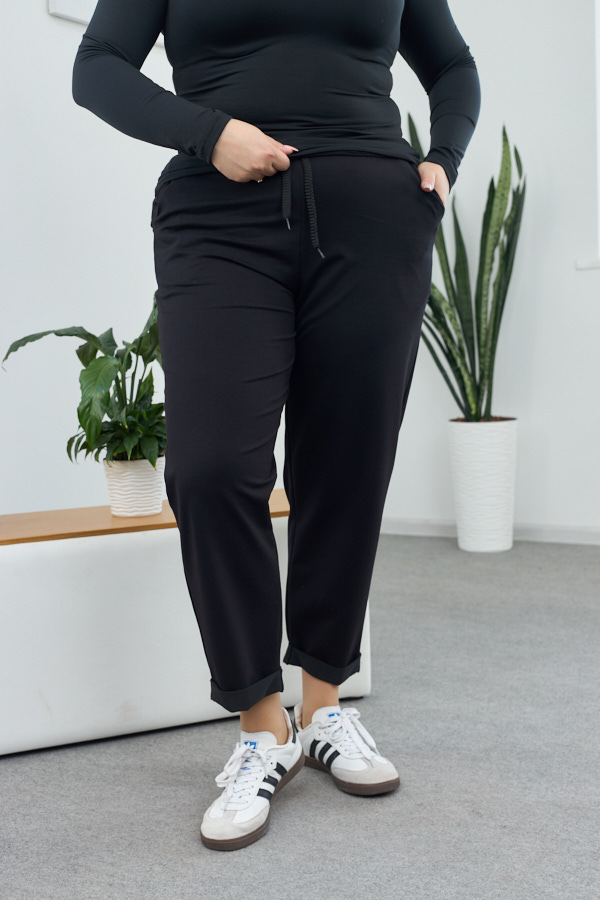 Штани 26.1530 с б Трикотаж двухнитка, колір Чорний, 54(4XL), 56(5XL), 58(6XL)