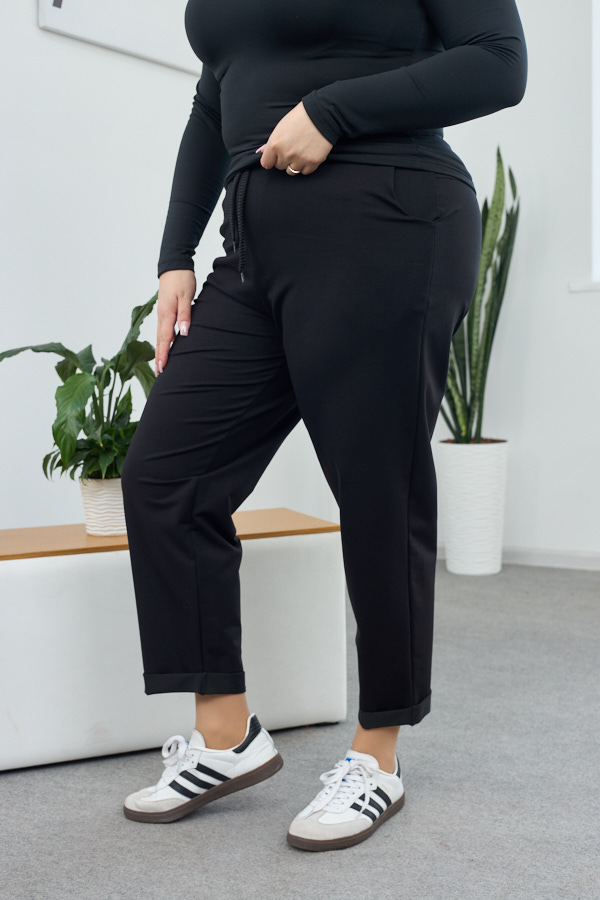 Штани 26.1530 с б Трикотаж двухнитка, колір Чорний, 54(4XL), 56(5XL), 58(6XL)