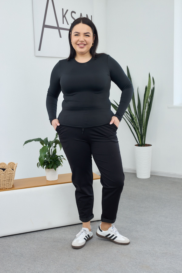 Штани 26.1530 б Трикотаж двухнитка, колір Чорний, 48(XL), 50(ХХL), 52(3XL)