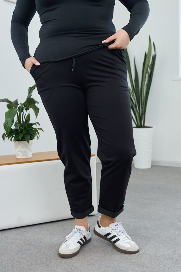 Штани 26.1530 б Трикотаж двухнитка, колір Чорний, 48(XL), 50(ХХL), 52(3XL)