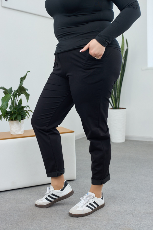 Штани 26.1530 б Трикотаж двухнитка, колір Чорний, 48(XL), 50(ХХL), 52(3XL)