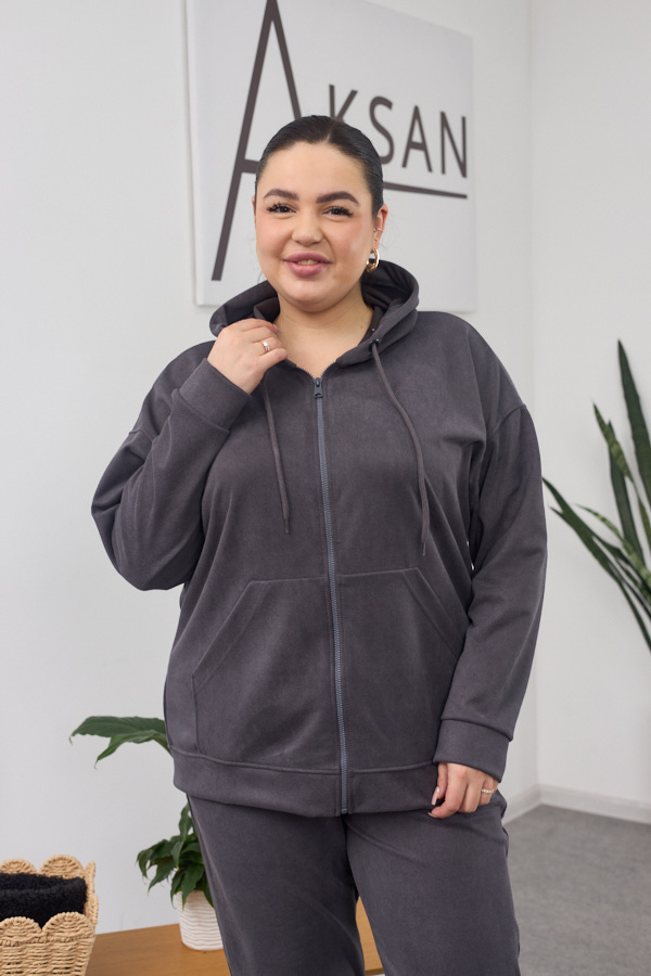 Костюм 26.1417 б Замш тонкий, колір Графіт, 48(XL), 50(ХХL), 52(3XL)