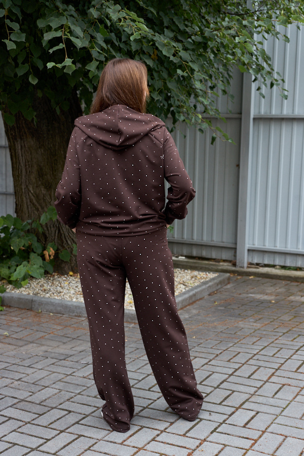 Костюм 26.2932 б Трикотаж двухнитка стрази, колір Темний шоколад, 48(XL), 50(ХХL), 52(3XL)
